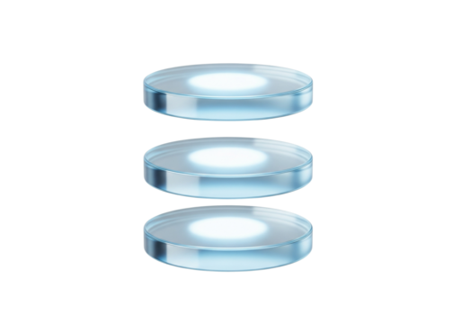 Minimalist Stack of Glowing Database Discs Isolated on White

