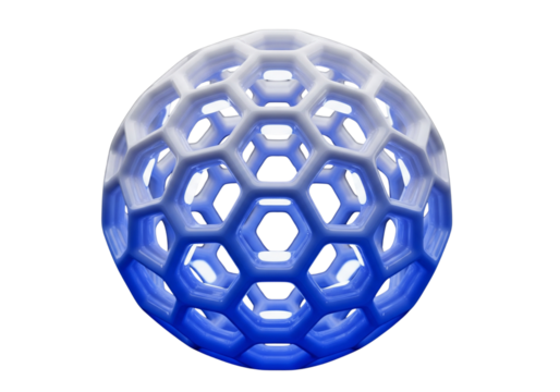 Abstract Sphere of Glowing Neural Pathways Isolated on White Background