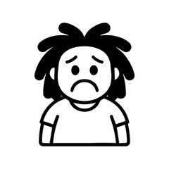 character emotion man with dreadlocks sadness vector on white background
Vector icon character with emotion