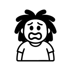 character emotion man with dreadlocks fear vector on white background
Vector icon character with emotion