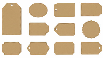 Eco Recycled Paper Price Tag Labels Vector Sheet Natural Blank Templates