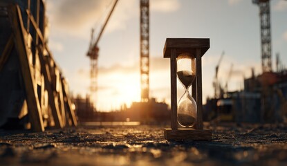 Hourglass on construction site at sunset (11)