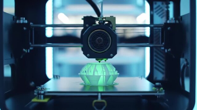 A Captivating Transformation: Time-Lapse of a 3D Printer Creating Intricate Geometric Designs in Vibrant Colors
