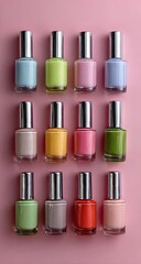 Obraz premium Colorful nail polish bottles arranged (1)