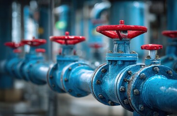 Industrial Piping System with Valves