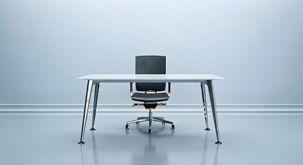 Empty Office Chair and Desk Modern Gray Room