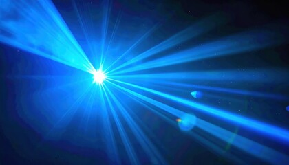 Obraz premium Realistic Blue Strong Lens Flare Black Background