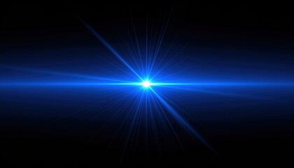 Realistic Blue Energy Lens Flare Dark Backdrop