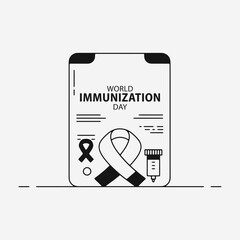 The flat design concept for World Immunization Day poster focuses on simplicity, elegance, and ease of recognition. Vector Sign for Banner, Logos, Labels and Icons.