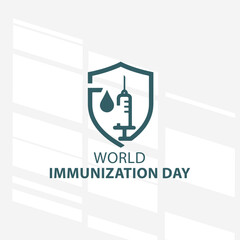 The flat design concept for World Immunization Day poster focuses on simplicity, elegance, and ease of recognition. Vector Sign for Banner, Logos, Labels and Icons.