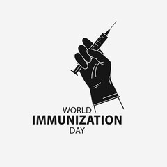 The flat design concept for World Immunization Day poster focuses on simplicity, elegance, and ease of recognition. Vector Sign for Banner, Logos, Labels and Icons.