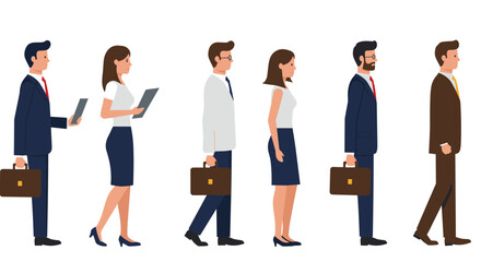Fototapeta premium Flat style business people walking in various professional attire