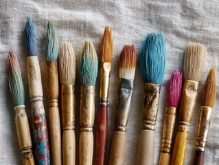 Fototapeta premium A Diverse Selection of Bamboo Paintbrushes Versatile Tools for Artists of All Levels