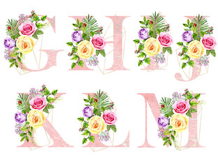 Watercolor floral alphabet.
