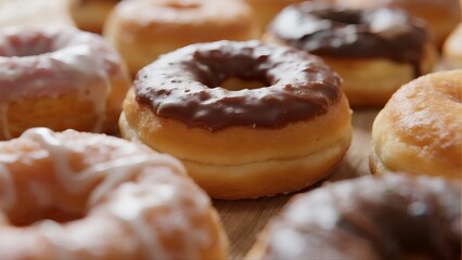 Chocolate Glazed Donut Among Assorted Treats, Decadent Sweet Indulgence for Dessert