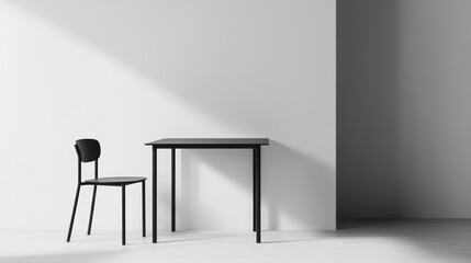 Black table and chair in modern room