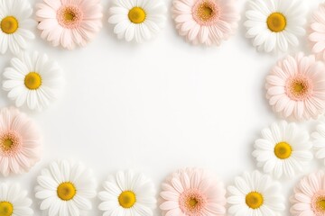 Fototapeta premium Beautiful arrangement of white and pink flowers on a white background for decoration