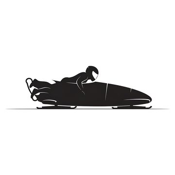 Silhouette of a two-person bobsled in motion, showcasing the athletes' dynamic position and the streamlined design of the sled.