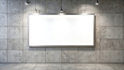 Blank billboard in a concrete gallery