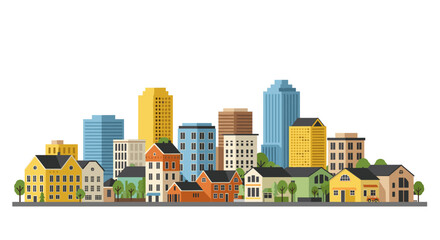 Fototapeta premium Colorful urban skyline with modern and classic architecture