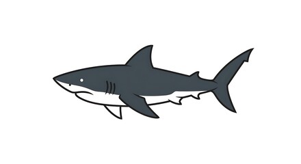 Obraz premium Minimal Black Shark Silhouette on White Background