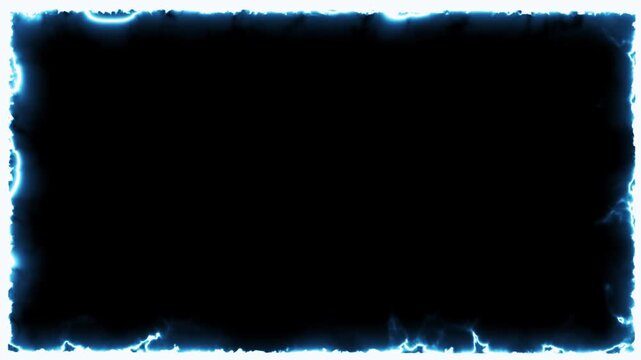 Electricity Frame Overlay Orange Electric Blaze Border Motion Graphics on Black Alpha Key Background