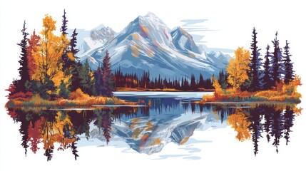 Autumn mountain landscape reflection