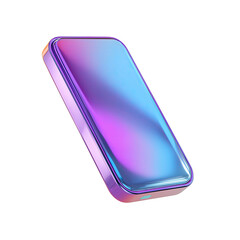 3D smartphone icon with holographic neon colors. Isolated blank phone sign as a design element
