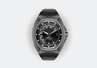 3d illustration luxury wristwatch Black Design.