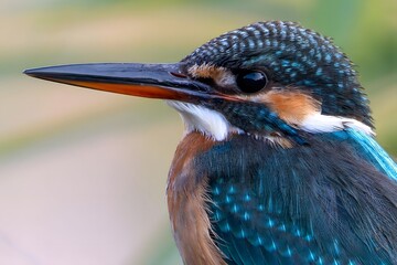 Kingfisher Bird Portrait with Vibrant Blue and Orange Plumage Detail Captured Using Telephoto Lens