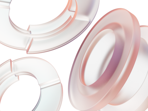 transparent Abstract 3d background wallpaper with glass holographic transparent circle ring pattern. Crystal circular lines with rainbow light gradient, render digital graphic design tech banner - 1