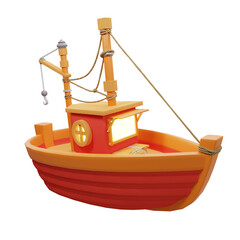 A red fishing boat - 3D illustration