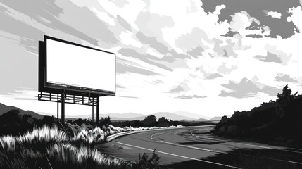 Blank billboard scenic highway