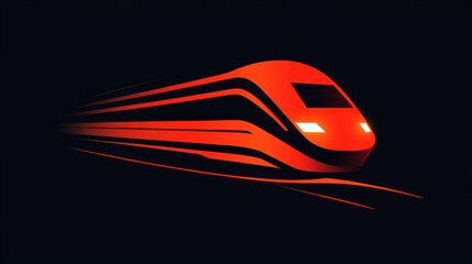 A stylized, red train moving fast in a dark background