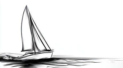 Simple sketch of a sailboat on water