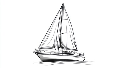 Monochrome sketch of a sailboat