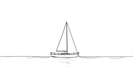 Simple line drawing of a sailboat on calm water