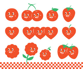 행복한 하트, 과일 이모티콘