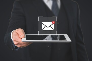 New email interaction concept. Person with notification symbol