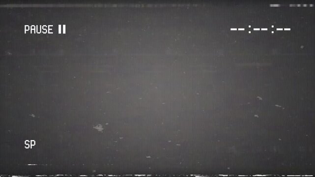 VHS video tape pause screen in black background 4k