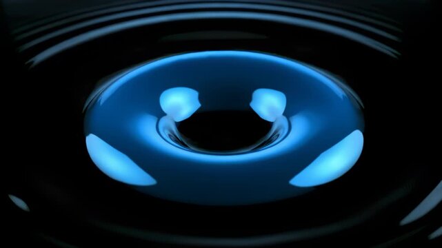 Macro top-down video of expanding toroidal ring ripple on black surface