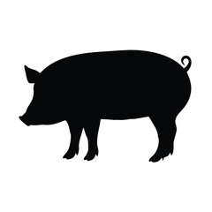 Pig silhouette vector illustration for farm animals and livestock designs and graphic elements
