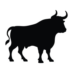 Isolated black bull silhouette vector illustration for tattoo design and farm animal graphics design project