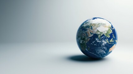 Fototapeta premium A globe with a blue and green color scheme, representing the Earth, against a white background.