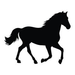 Black horse silhouette vector illustration equine animal running mustang graphic design art image