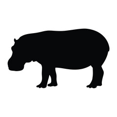 Hippo silhouette vector illustration, african wildlife animal, mammal, river horse art image design