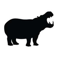 Hippo silhouette vector art, hippopotamus illustration, wildlife animal graphic design, zoo icon