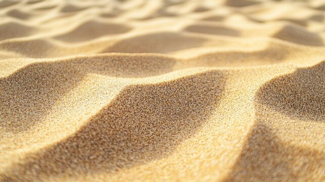 Sand dunes with sunlight patterns on a beach.