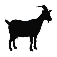 Goat silhouette vector art illustration of farm animal livestock mammal with horns and beard design