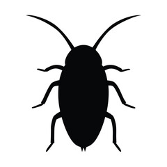 Black cockroach silhouette vector illustration for pest control and insect identification guide